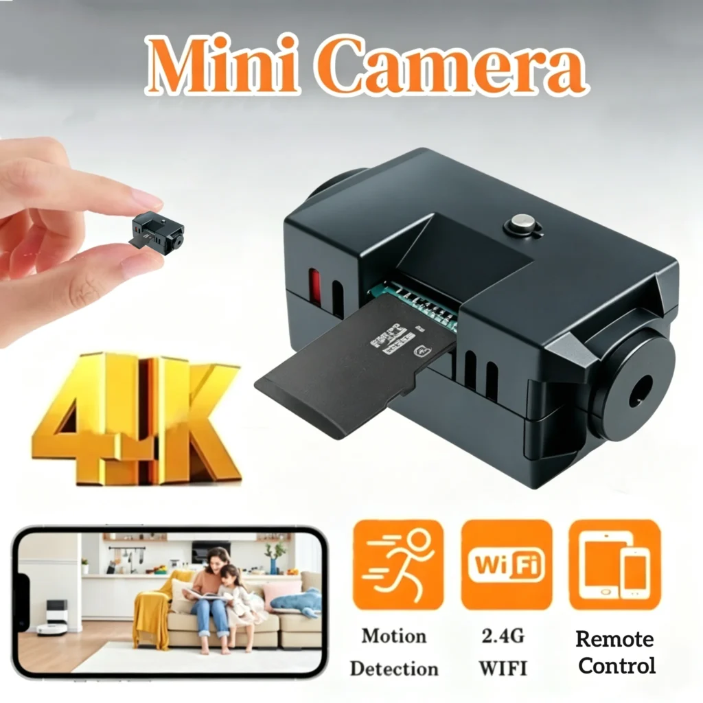Mini Caméra WiFi de Sécurité 1080p – Vision Nocturne, Détection de Mouvement, Idéale Bébé & Maison, Ultra Compacte