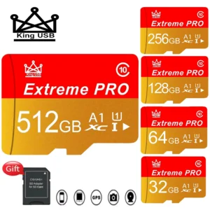 Carte Mémoire MicroSD Haute Vitesse 128GB / 256GB – Compatible Caméras de Sécurité